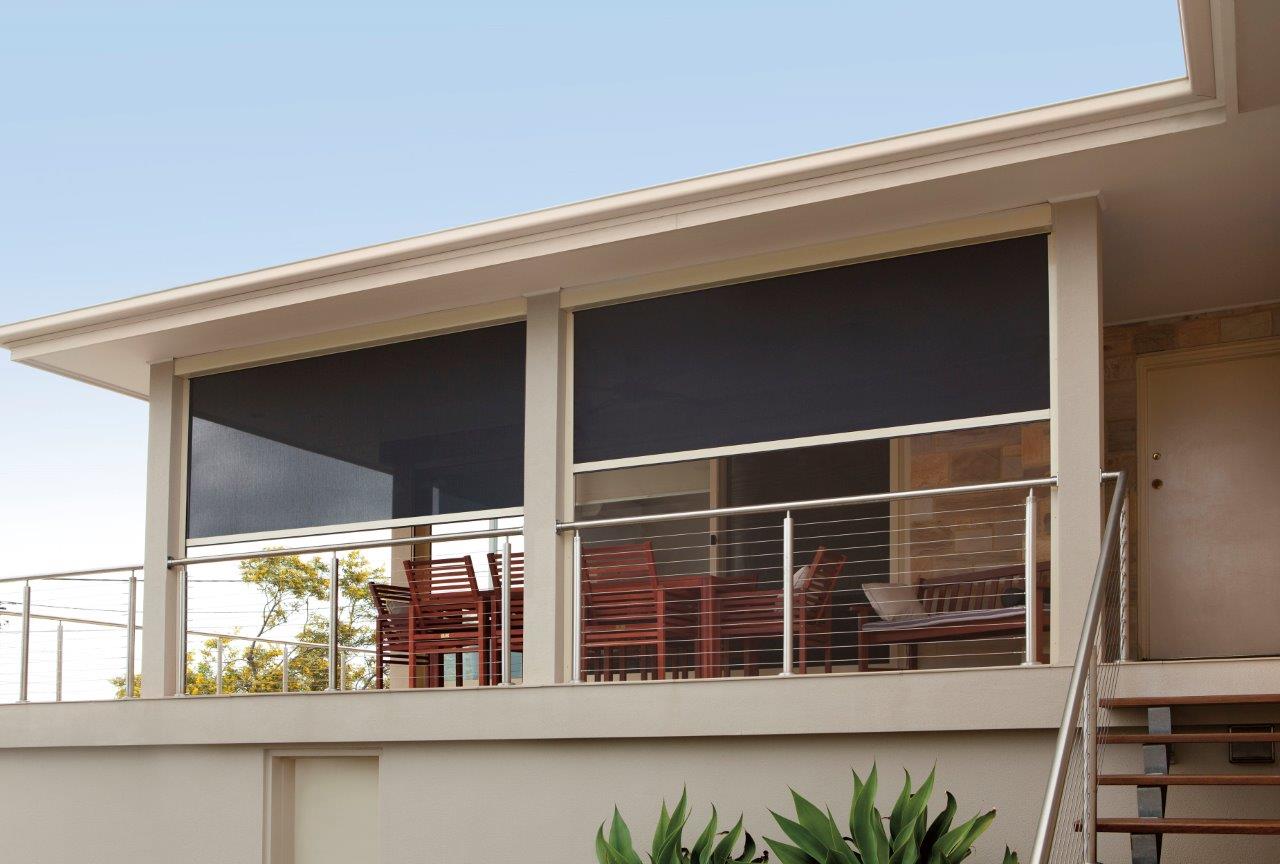 Outdoor blinds on a Melbourne balcony