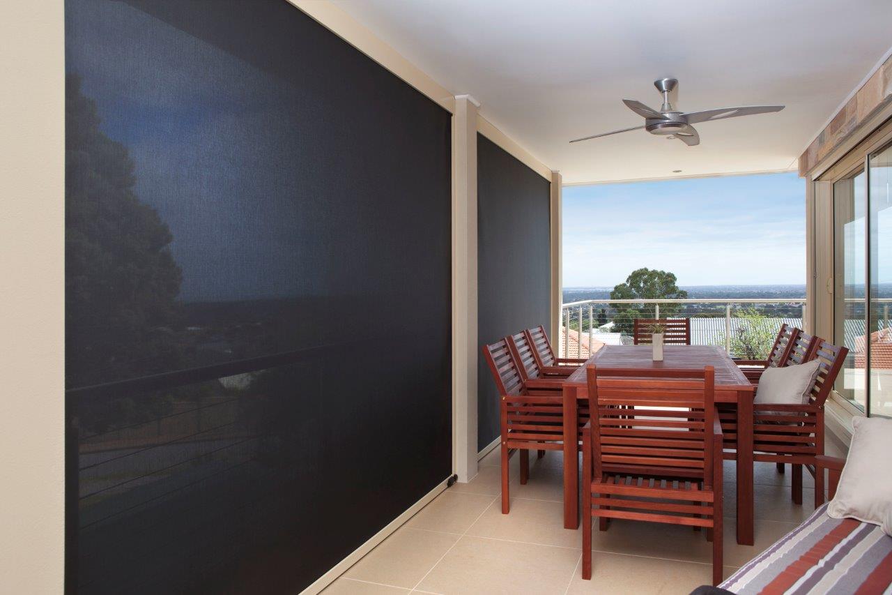 E-Zip outdoor blinds on a balcony