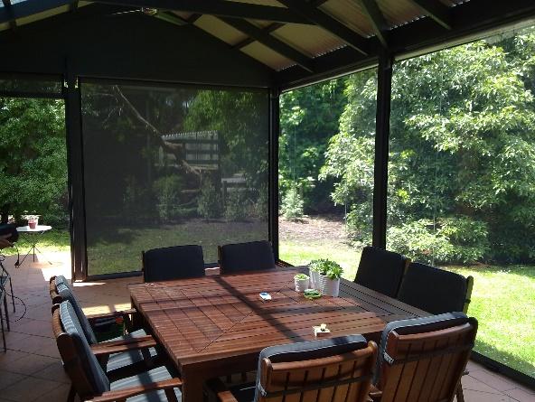 Ziptrak blinds on a patio